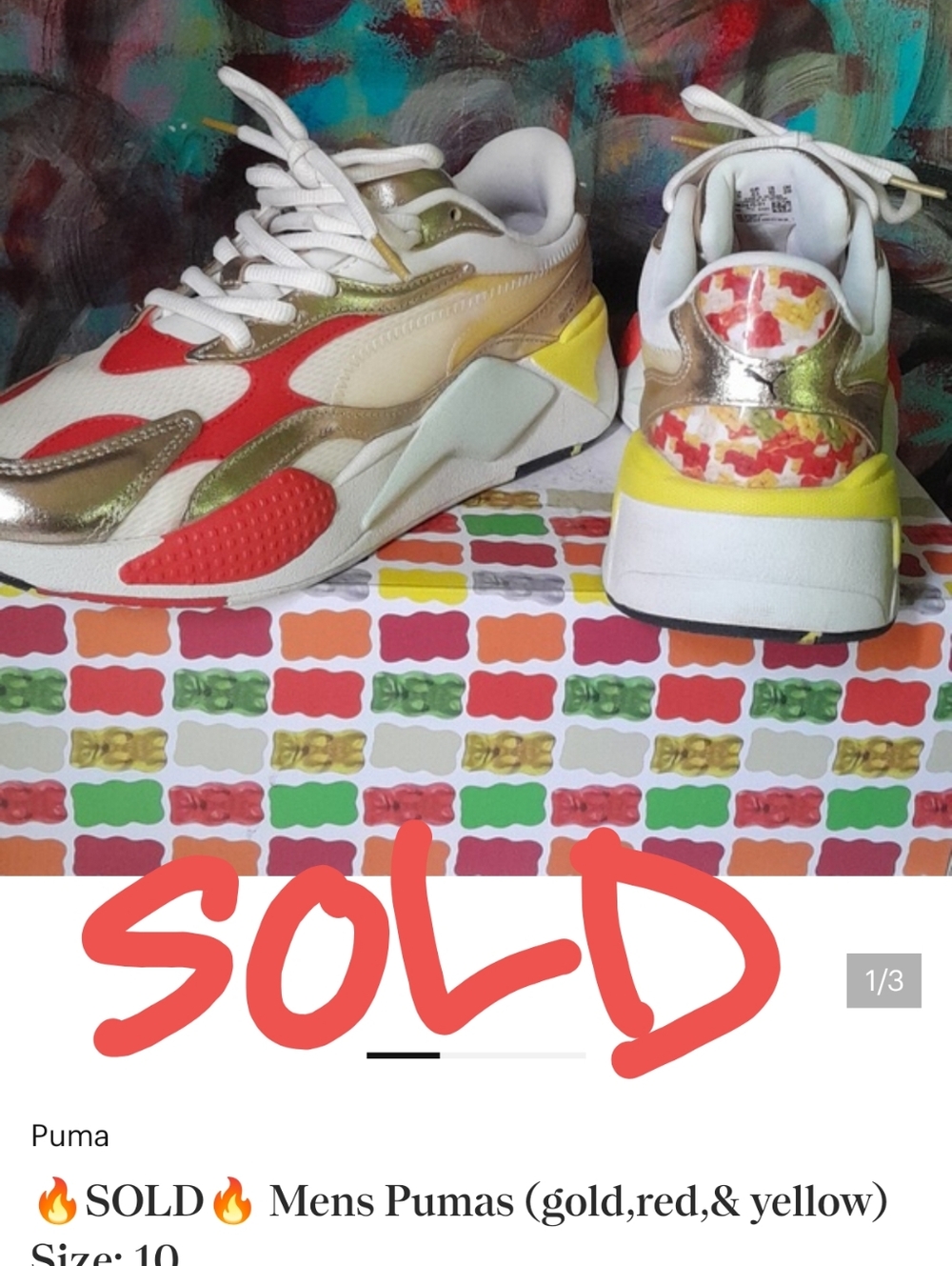 🔥SOLD🔥 Mens Pumas (gold,red,& yellow)  Size: 10